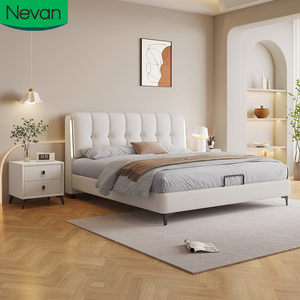 Đồ Nội Thất Sống Thiết Kế Đơn Giản Giường Ngủ Với Ánh Sáng Mềm Mại Giá Bán Buôn Tùy Chỉnh Kem Trắng Trẻ Em Nữ Hoàng Giường Khung - Product Image 1