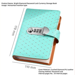 Libreta <span class=keywords><strong>de</strong></span> Depósitos con Encuadernación <span class=keywords><strong>de</strong></span> Hojas Sueltas, Diseño <span class=keywords><strong>de</strong></span> Diamantes Brillantes, Carpeta <span class=keywords><strong>de</strong></span> Depósitos <span class=keywords><strong>de</strong></span> Efectivo A6, Libreta <span class=keywords><strong>de</strong></span> Ahorro <span class=keywords><strong>de</strong></span> Dinero <span class=keywords><strong>de</strong></span> Cuero PU con Hebilla <span class=keywords><strong>de</strong></span> Bloqueo con Contraseña - Product Image 6