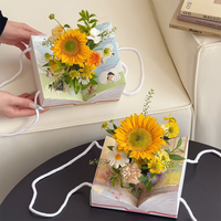 Caixa de Flores em Forma de Livro com Alça de Corda, Vaso de Flores Estilo Livro, Caixa de Presente para Floristas por Atacado