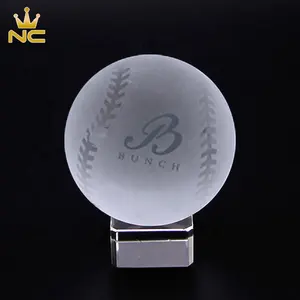 Blank Wholesale Sports Ball Trophy K9 Crystal Baseball With Stand