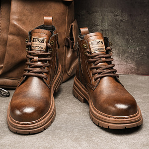 Autumn Winter <b>Men's</b> Shoes British Style Martin <b>Boots</b> High Top <b>Work</b> <b>Boots</b> Thick Sole Waterproof Non-Slip Hiking <b>Boots</b> for <b>Men</b> - Product Image 2