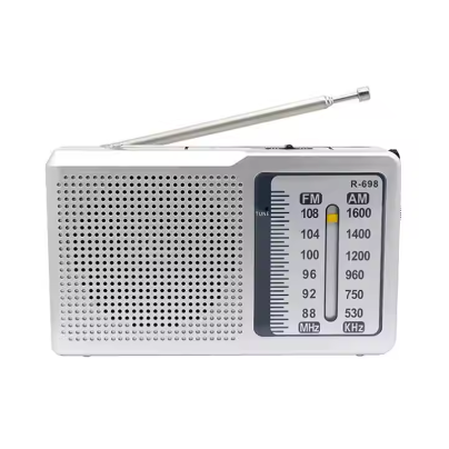 GOLDMORE 1-Electronic Best Reception Compact Transistor AM/FM Pocket Radio USB Charging Cord AA Power Bank ABS Body Emergency