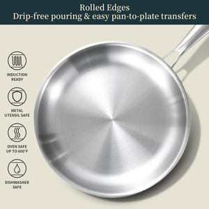 Hiện đại 8/10/12 inch tri-ply thép không gỉ Frying <span class=keywords><strong>Pan</strong></span> bền và thân thiện với môi cho tất cả các stovetops - Product Image 5
