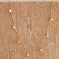Collier pendentif en acier inoxydable plaqué or eManco avec perle simulée, chaîne à maillons, cadeau de fiançailles