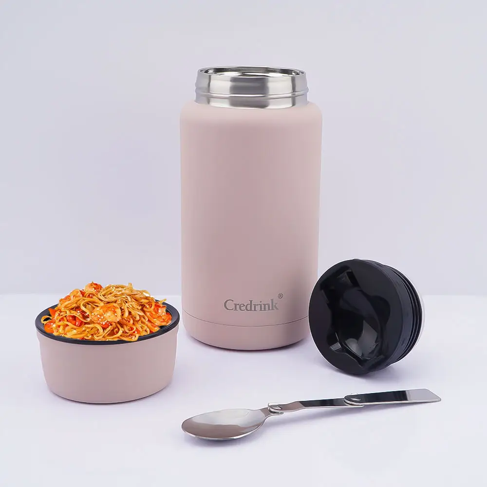 Roestvrijstalen Dubbelwandige Thermos Heet Voedsel Kolf Pot Met Lepel Vacuüm Geïsoleerde Thermos Lunchbox Voor Warm Voedsel Kinderen