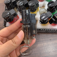 Briquet torche en plastique fantaisie pas cher, coupe-vent, au butane, design minimaliste pour accessoires de fumage de cigares