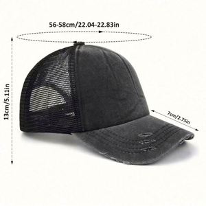 Casquette de baseball vintage pour femme en maille déchirée, style trucker, avec ouverture pour queue de cheval ou chignon désordonné, personnalisable avec logo - Product Image 4