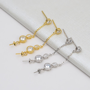 Boucles d'oreilles en argent S925 flocon de neige pour femme, accessoires tendance DIY avec support vide pour 5-7 perles, boucles d'oreilles pendantes tendance - 1009 - Product Image 1