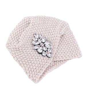 Mujeres invierno cálido de punto Retro acrílico sombrero Hijab tapa con diamantes - Product Image 6