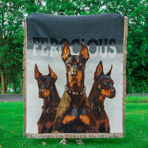 Manta de Picnic Personalizada, Alfombra, Tapiz, Tejido Jacquard de Algodón y Poliéster con Diseño de Perro o Gato - Product Image 1
