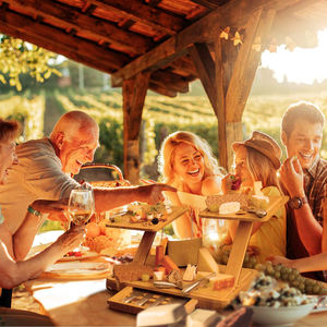 Bandeja de 3 capas para aperitivos, bandeja de bambú para servir queso, con cajón deslizante - Product Image 2