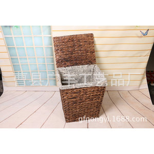 <b>Wicker</b> <b>Laundry</b> <b>Baskets</b> Rectangle Chocolate Color With Lids For <b>Laundry</b> Room Standing Type GF 24 - Product Image 3