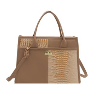 Nouveau sac à main fourre-tout en PU à motif crocodile, style contrasté, pour femme, idéal pour le quotidien, porté épaule ou croisé