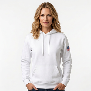 Sudadera Blanca para Mujer, Cuello Redondo, Forrada, Poliéster/Algodón, Patrón Floral, Manga Izquierda Antiencogimiento, Estilo Vintage, para Otoño - Product Image 1
