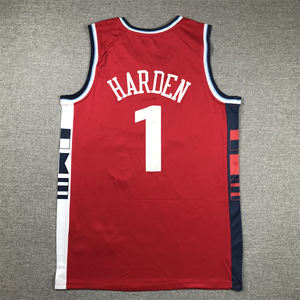 Ballon de basket-ball pour hommes, brodé et cousu, noir, bleu, blanc, vente en gros et haute qualité, 2025 # 1 <span class=keywords><strong>maillot</strong></span> de James Harden des <span class=keywords><strong>Clippers</strong></span> - Product Image 2