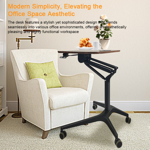 Table de conférence mobile pour ordinateur, réglable en hauteur avec mécanisme de levage à une touche, bureau pneumatique, roulettes verrouillables - Product Image 5