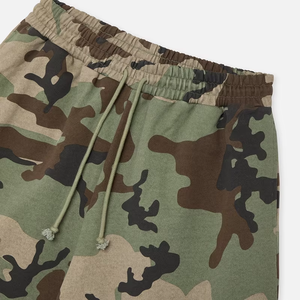 Custom Print Acid Wash <b>3</b>/<b>4</b> Long <b>Shorts</b> Women's Cotton French Terry Baggy Camo <b>Shorts</b> - Product Image 3