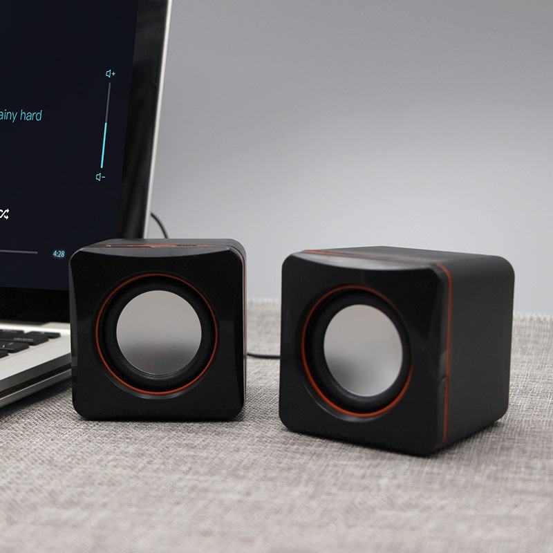 Small Square Plastic Computer Speaker 2.0 with Wire Remote Control for ...