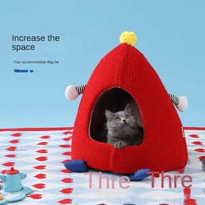 Moq bajo personalizado de fábrica de lujo de alta calidad de felpa gato cueva camas para dormir Casa de mascotas para gatos de interior - Product Image 2
