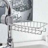 YOTO cuisine robinet évier Caddy support de rangement savon éponge tenir en acier inoxydable support organisateur étagère panier de vidange