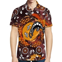 Chemises à manches courtes pour hommes avec impression intégrale d'art aborigène australien, style original, chemise boutonnée pour hommes en gros, style australien