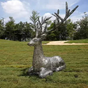 Escultura Moderna polaco 304 de acero inoxidable tamaño de la vida ciervos escultura para venta
