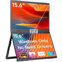 Moniteur portable double pliable 15,6 pouces IPS avec USB-C Full HD 1080p, haut-parleur intégré - Pour ordinateur portable professionnel/PC/Mac/Windows