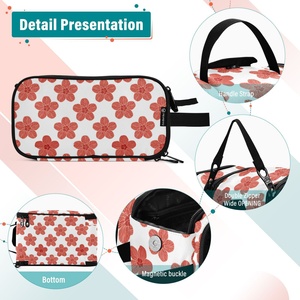 Hawaiian Hau Flower Design Large Capacity Waterproof Zipper Portable Travel Makeup Cosmetic Bag Organizer Soft Handle for Women - Product Image 3