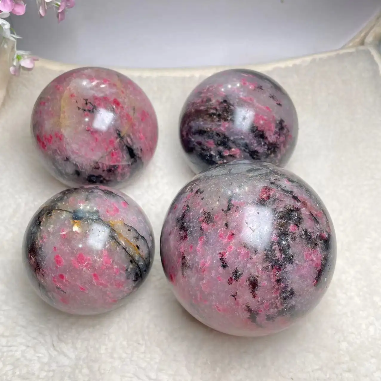 Natural Crystals Healing Gemstone Pink Tourmaline Sphere Crystal Balls For Decoration