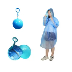 Promotionele Regenkleding Eenmalig Opvouwbare Lange Poncho Lichte Bal Inpakbare Doorzichtige Hoodie Regenjas Voor Vissers En Mannen Vrouwen