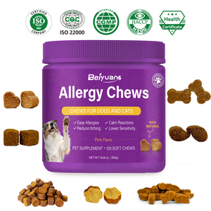 Suplemento Masticable para <span class=keywords><strong>Alergias</strong></span> en Perros Beiyuan OEM/ODM, Ácidos Grasos Omega-3, Vitaminas, Alivio de la Picazón, Apoyo para la Piel y la Salud Respiratoria - Product Image 1