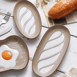 SYL ins style vaisselle créative en céramique assiette à pain assiette à dessert pour petit déjeuner assiette à <span class=keywords><strong>baguette</strong></span> assiette à toast vaisselle à pain colorée à la main - Product Image 3