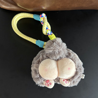 Pendentif de sac en peluche douce en forme d'ours en peluche de dessin animé, poupée personnage, porte-clés mignon fait main avec cordon coloré