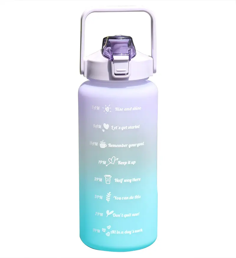 Horglaso bottiglia d'acqua motivazionale senza Bpa in plastica a prova di perdite da un gallone 2L con indicatore del tempo
