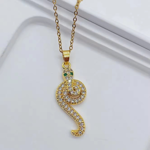 Collar con Colgante de Serpiente de Circonita de Colores, Venta al por Mayor, Acero Inoxidable, Chapado en Oro de 18K, Joyería de Moda para Mujer - Product Image 3