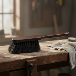 Cepillo de mano Sorex de madera con cerdas de crin de caballo, teñido oscuro, 28 cm, herramienta de limpieza - Product Image 3