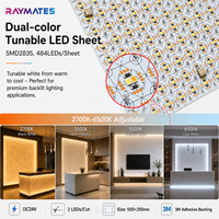 Lámina LED Flexible de Alta Densidad 484leds/m CCT, Circuito de Cobre, Blanco Dual 2700K-6500K, Lámina de Retroiluminación LED para Mostradores de Mármol y Ónix