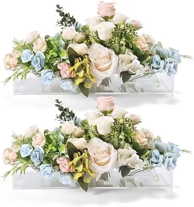 Vas akrilik kustom untuk pernikahan bunga persegi panjang dekorasi rumah vas transparan akrilik