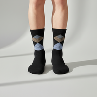 Chaussettes classiques en coton pour hommes, femmes et enfants, avec logo personnalisé, impression numérique, antidérapantes, respirantes, tricotées, motif Argyle, pour le sport et l'hiver
