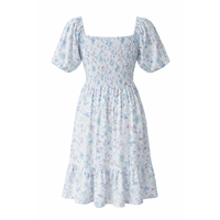 Robe courte en viscose à carreaux pour femme, manches bouffantes, décontractée, à porter au quotidien, élégante, respirante, de haute qualité