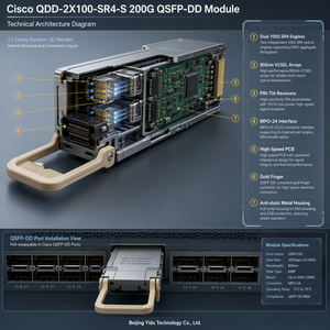 สำหรับ QDD-2X100-SR4-S QSFP-DD 200G 100m MPO 850nm MMF โมดูลรับส่งสัญญาณแสงสำหรับคลัสเตอร์คำนวณ AI/ML พร้อมการรับประกัน 1 ปี - Product Image 2