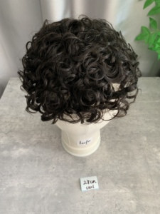 Perruque ondulée permanente H450 pour hommes, cheveux bouclés de 28 mm, base australienne, couleur 1B #   Système capillaire taille 5x7, 100% cheveux humains - Product Image 3