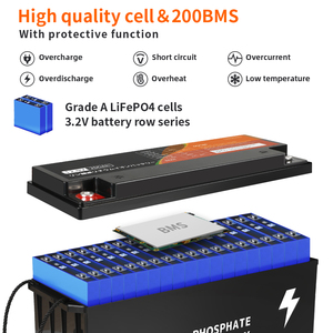 Batterie 12V 200Ah, BMS 200A, 2560Wh, batterie au phosphate de fer et de lithium pour système solaire/éolien, stockage d'énergie domestique - Product Image 6