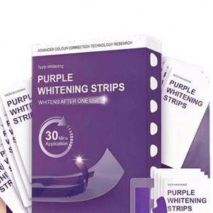 Tiras Blanqueadoras de Dientes V34 Púrpuras, 28 Unidades, Cuidado Seguro del Esmalte PAP, Eliminador de Manchas Amarillas, Refresca el Aliento, para Cuidado Bucal de Adultos - Product Image 5