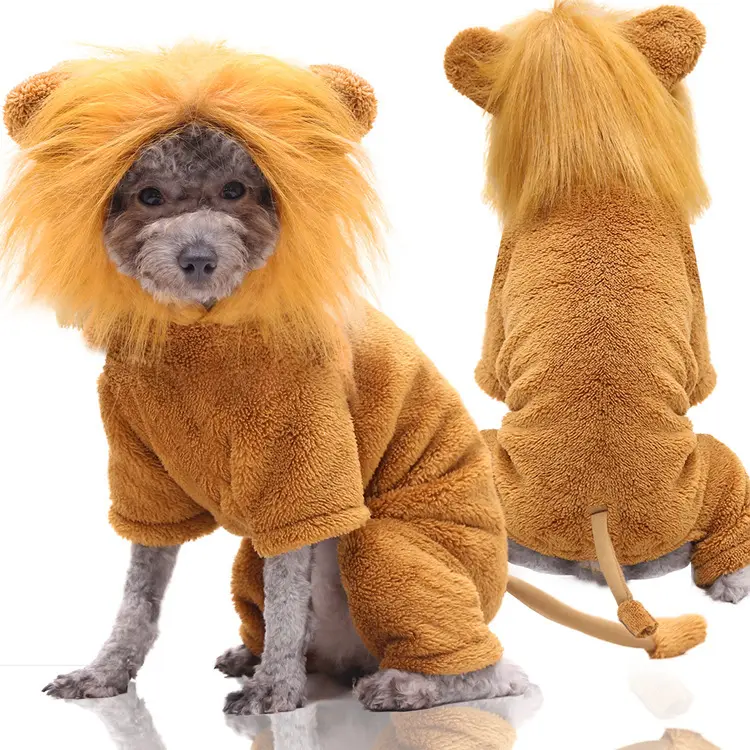 Herbst und Winter Vierbeinige Baumwoll kleidung und Fleece Lion Kostüm für kleine und mittlere Hunde und Katzen