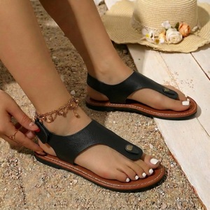 Women T Strap Thong Flat Sandals Adjustable <b>Back</b> Strap <b>Open</b> Toe Summer Beach Casual Walking Sandals - Product Image 3