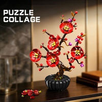 MJI 13116 Blocs de construction en forme de fleur de prunier, modèle d'assemblage de fleurs, ornements, jouet éducatif pour enfants, ensemble de blocs de construction, cadeau, vente en gros
