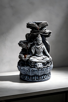 Fontaine d'eau avec statue de Shiva, cascade à 3 niveaux, cascade de table, divinité hindoue, décoration Feng Shui pour la maison