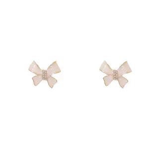 LYE1-15 S925 Silver Needle Korean High End Pearl Tide Bow Knot Unique Design For Women's Earrings