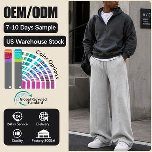 Pantalon essentiel 1 à 1 : Pantalon de survêtement ample en molleton, coupe large, bas ouvert, plissé, pour la randonnée et la course à pied - Product Image 1